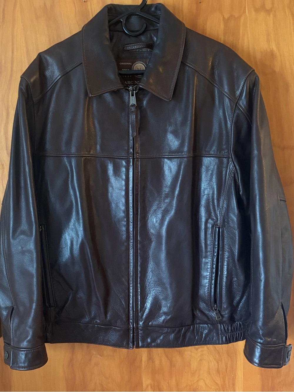 ANDREW MARC NEW YORK Soft Leather Brown First Class Bomber Jacket Sz L Men